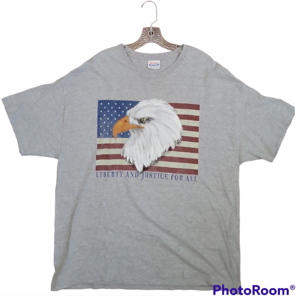 Vintage Liberty and Justice for All Bald Eagle, American Flag T-shirt